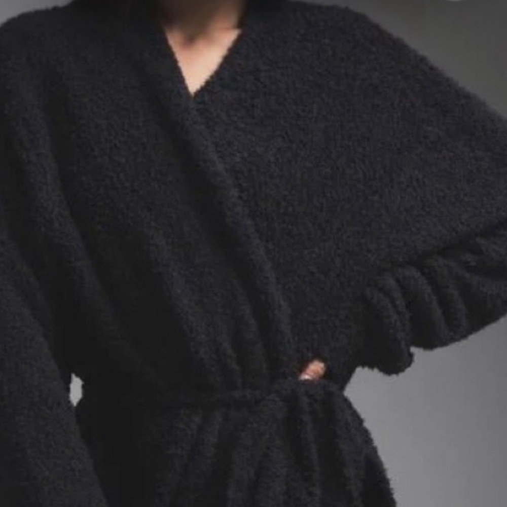 Skims Cozy Knit Black Robe. Long!
